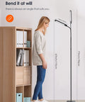 Woman adjusting Dimmable LED Floor Lamp With Remote Control, Adjustable 3000K To 6500K Color Temperature, Five Brightness Levels
