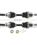 All-In-One 4WD Rear Drive CV Axle Kit for DIY ATVs Go Karts Quad Buggies includes two CV axles with dimensions and hardware shown.