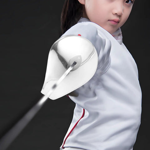 Young fencer wearing Stainless Steel Fencing Hand Guard Replacement For Training And Competition Epee And Foil Hands Protector