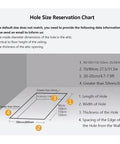 Hole Size Reservation Chart for No Fuss Electric Attic Stairs with dimensions for attic openings and installation guidance.