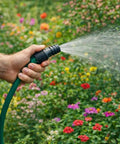 Hand using Garden Hose Quick Connect Fittings Pack Of 10 G3/4 Male Thread Plastic Hose Connectors for Sprinklers in garden
