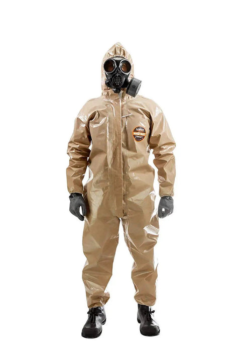 Hazmat Grade Disposable Coverall With Hood And Elastic Cuffs Size Small Medium For Emergency Responders Hospitals Chemical Plants Handling Chemicals