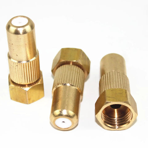 Copper Pottery Misting Nozzle For Garden Sprinklers High Pressure Direct Spray Must Have Adjustable Cone And Stream Settings Perfect For Crop Watering Irrigation Systems Easy DIY Installation; three nozzles in different angles