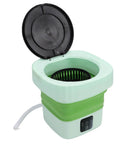 Laundry Day No Sweat With This 6L Folding Portable Washing Machine featuring a foldable design and black removable basket.
