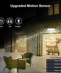 Smart Outdoor Motion Security Light 30W With WiFi App Control illuminating a patio area, showcasing upgraded motion sensor features.