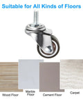 1 Inch Mini Swivel Caster Wheels 4 Pack Threaded Stem Casters M6x15mm Bolt Base on various floor types including wood, marble, and carpet.