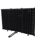 Foldable Soundproof Recording Panel With Abs And Eva Foam Acoustic Treatment Stand Mount Vocal Booth Panel, 255x138mm, black foam design.