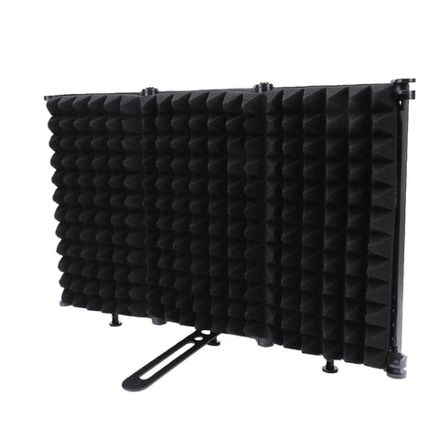 Foldable Soundproof Recording Panel With Abs And Eva Foam Acoustic Treatment Stand Mount Vocal Booth Panel, 255x138mm, black foam design.