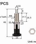 Top Shelf M8 Self Locking Indexing Pin With Spring Loaded Latch Bolt, 46mm size with M8 thread, stainless steel and aluminum, 2 pack.