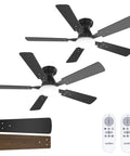 Two Pack 48 Inch Black Ceiling Fans With Lights And Remote Control, Reversible Blades, Dimmable 3CCT Lighting setup