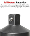 Three Quarter Inch Drive To One Half Inch Impact Reducer with ball detent retention for socket sets