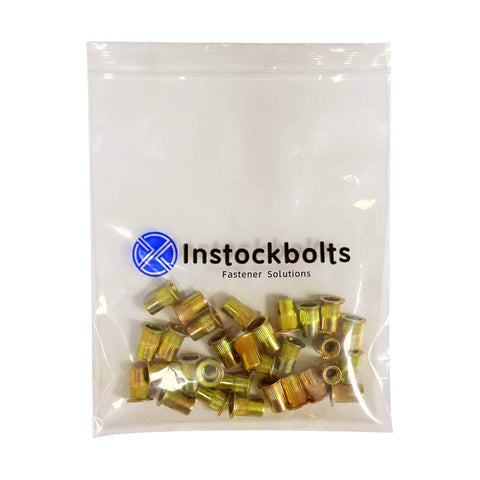 Rivet Nuts 10-32 Zinc Plated Carbon Steel Threaded Inserts 100 Pack For DIY Projects And Auto Repairs Durable Nutserts With Corrosion Resistant Finish