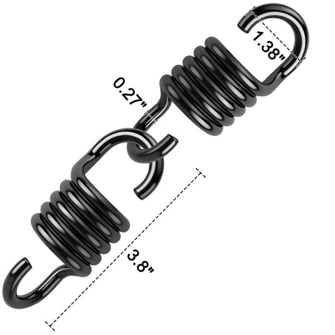 Two Pack Heavy Duty 800 Lbs Capacity 4 Inch Spring Hammock Chair For Porch Swing Suspension Hangers in black with dimensions