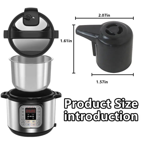 2 Pack Steam Release Valve For Instant Pot Duo Series, shown with size dimensions, easy to install and clean, replacement part