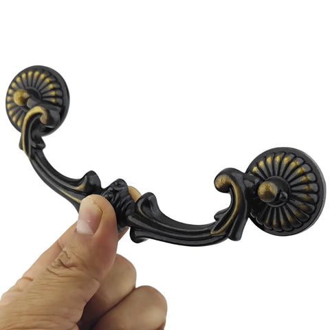 5 Inch Centers Bail Drawer Pull Drop Handles For Dresser And Cabinet Vintage Style Antique Brass Zinc Alloy 128 Mm Center Hole Distance