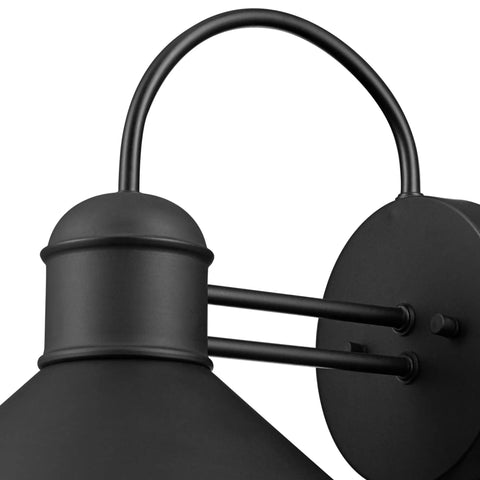 Close-up of 2-Pack Outdoor Wall Sconce in Weatherproof Black Finish, Dope Vintage Inspired Modern Industrial Lighting for Front Porch and Patio, Classic Sconce With Curved Top Bar, Outdoor Wall Mounted, Bulb Not Included.