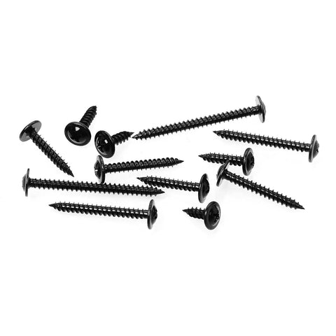 Three Hundred Piece Number Eight By One Inch Truss Head Wood Screws Featuring Self Tapping Zinc Plated Steel And Matte Black Finish
