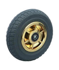 8 Inch Heavy Duty Silent Rubber Caster Wheels With Smooth As Butter Glide And Flat Mount Plate For Utility Carts and Shop Gear. Close-up view.