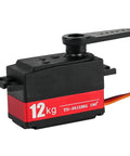 Heavy Duty 12Kg Digital Pwm Servo Motor With Full Metal Gears And Compact Short Body Design, showcasing side view and connector.