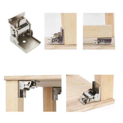 Adjustable Folding Table Hinges With 0 To 90 Degree Locking For Flexible Positioning, Zinc Alloy Support Brackets Installed