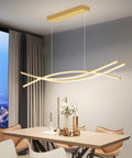 Lit Lightning Shaped LED Chandelier Pendant Light With Remote Control Adjustable 3000K To 6500K in dining room setting
