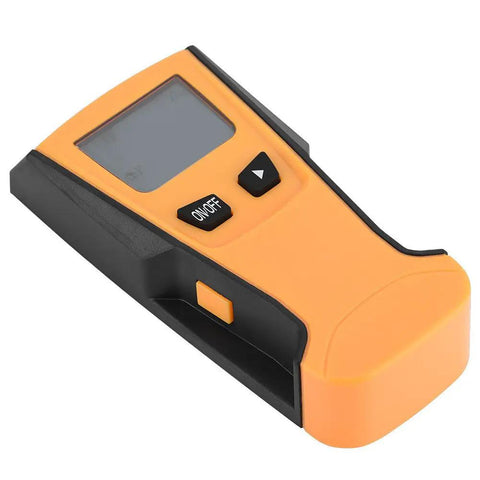 3 in 1 Stud Finder Wall Scanner with Live Wire Detector and Metal Finder for Wood Metal AC Voltage Detection front view, black and orange design.