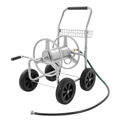Heavy Duty Hose Reel Cart For 250 Ft Of 5/8 Inch Hose, Grab-And-Go Garden Water Cart With 4 Wheels, Powder Coated Steel