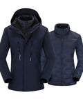 Three In One Womens Winter Ski Jacket With Removable Hood Waterproof And Windproof Padded Down Lining For Warmth Rainproof Rain Coat
