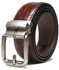 Leather Ratchet Dress Belt For Men With Automatic Buckle Handmade All Leather Strap Ultra Smooth Scratch Resistant Buckle Adjustable