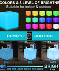15 Inch RGB LED Cube Light With Remote Color Changing Cubes For Seating Tables Nightstands Lit Mood Lighting Waterproof Glow