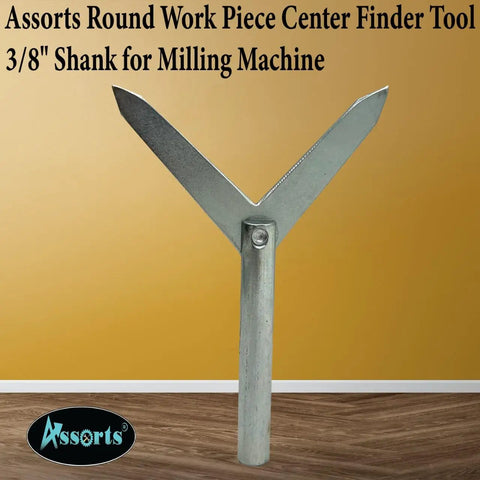 Round Workpiece Center Finder Tool With 3/8 Inch Shank For Milling Machines on display with metal finish