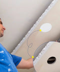 Installer using Six Pack Ceiling Hole Cover Plates With Forty Eight Double Sided Adhesive Tapes White 5 Inch Plastic Blank Covers