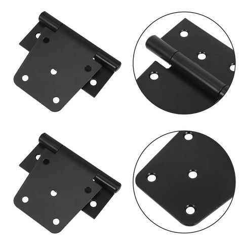 Heavy Duty Weld On Gate Hinges Three Point Five Inch Black Iron for wood fences and barn doors close-up view two pack
