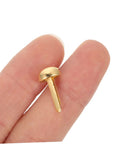 Close-up of a single brass paper brad held between fingers, part of the Must Have 100 Piece Paper Fasteners Brads For Scrapbooking And Card Making set.