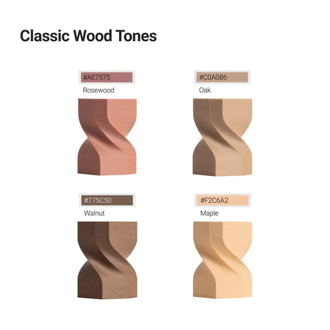 Straight Up Wood PLA Filament 1.75mm For 3D Printers With Realistic Maple Grain And Matte Finish classic wood tones display
