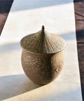 Retro Styled Sealed Ceramic Jar For Loose Tea And Coffee Beans offering pantry organization, textured design with patterned lid.