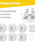 6 Pack Broom And Mop Holder Wall Mounts In Stainless Steel Holds Up To 2.5 Kg With Included Screws White Heavy Duty Wall Storage Organizer