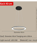 Black 40cm Kitchen LED s for Dining Room Modern Lights for Living Room Golden Circle Pendant Lights Home Design Lighting Indoor