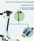 Foldable Electric Golf Cart With Tough Dual Motor Grip, 48V Extended Battery with swappable battery details.