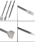Heavy Duty Concrete Chisel Set, 6 Piece For Rotary Hammers, Includes 20mm And 40mm Flat Chisels And 250mm Point Chisel, Made From 40Cr Steel