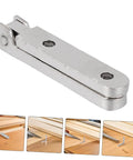 12 Piece Zinc Alloy 90 Degree Miniature Hinges For Jewelry Boxes Cabinets Small Chests And Wooden Cases DIY Crafts Made For Corner Installations And Space Saving Cabinet Hardware shown in detail and different installation views.