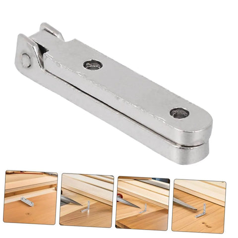 12 Piece Zinc Alloy 90 Degree Miniature Hinges For Jewelry Boxes Cabinets Small Chests And Wooden Cases DIY Crafts Made For Corner Installations And Space Saving Cabinet Hardware shown in detail and different installation views.