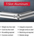 1 Inch By 1 Inch T Slot Aluminum Extrusion 10 Series 1010 For DIY Linear Rails And Framing, 89 Inch Length, Smooth Clear Anodized Finish, High Strength 6063 T6 Aluminum Construction display with features.