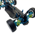 1 To 10 Scale Alloy And Carbon D4 AWD Drift RC Car Frame Kit showcasing frame and wheels for realistic drifting.