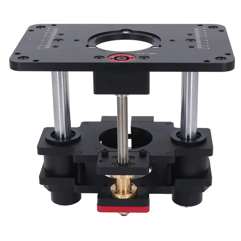 Heavy Duty Aluminum Electric Router Lift For Router Table showing durable black and aluminum design with height adjustment features.
