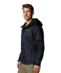 Watertight II Waterproof Rain Jacket For Men Black Size Large with durable nylon shell and zip pockets side view.