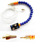 Mist coolant spray system for milling machines; blue flexible hose with brass nozzle and clear tubing