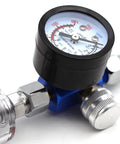 Kick Up Your Paint Game With This Tough As Nails Air Pressure Regulator For Hvlp Spray Guns And Shop Projects Featuring A Smooth Flow Dial And Zero Hassle Setup close-up of gauge and dial on air pressure regulator.