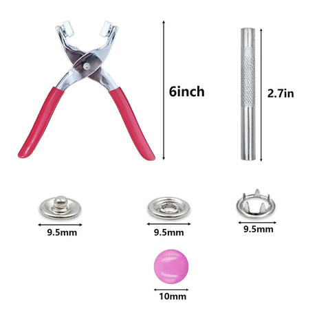 Stainless Steel Snap Button Kit With Heavy Duty Press Pliers For DIY Crafts Clothes Hats And Sewing 800 Pieces From 200 Sets In 10 Colors