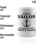 15oz White Sailor Coffee Mug My Boat Is Funny Gift For Boaters And Sailors Lake Lovers Nautical Mug For Boat Captains